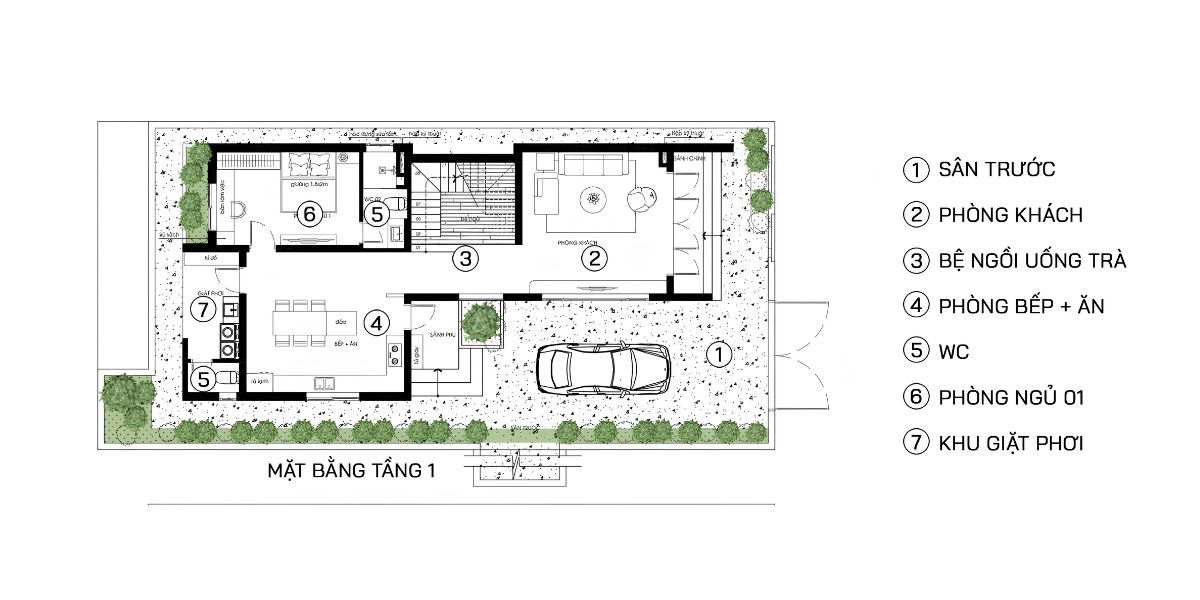 Mẫu biệt thự 2 tầng 1 tum đẹp 2026: Xu hướng thiết kế & báo giá trọn gói 40 Việc bố trí hợp lý khu vực sinh hoạt chung và phòng ngủ tầng 1 giúp tăng tính tiện nghi cho mọi thành viên trong gia đình (Ảnh: Sưu tầm)
