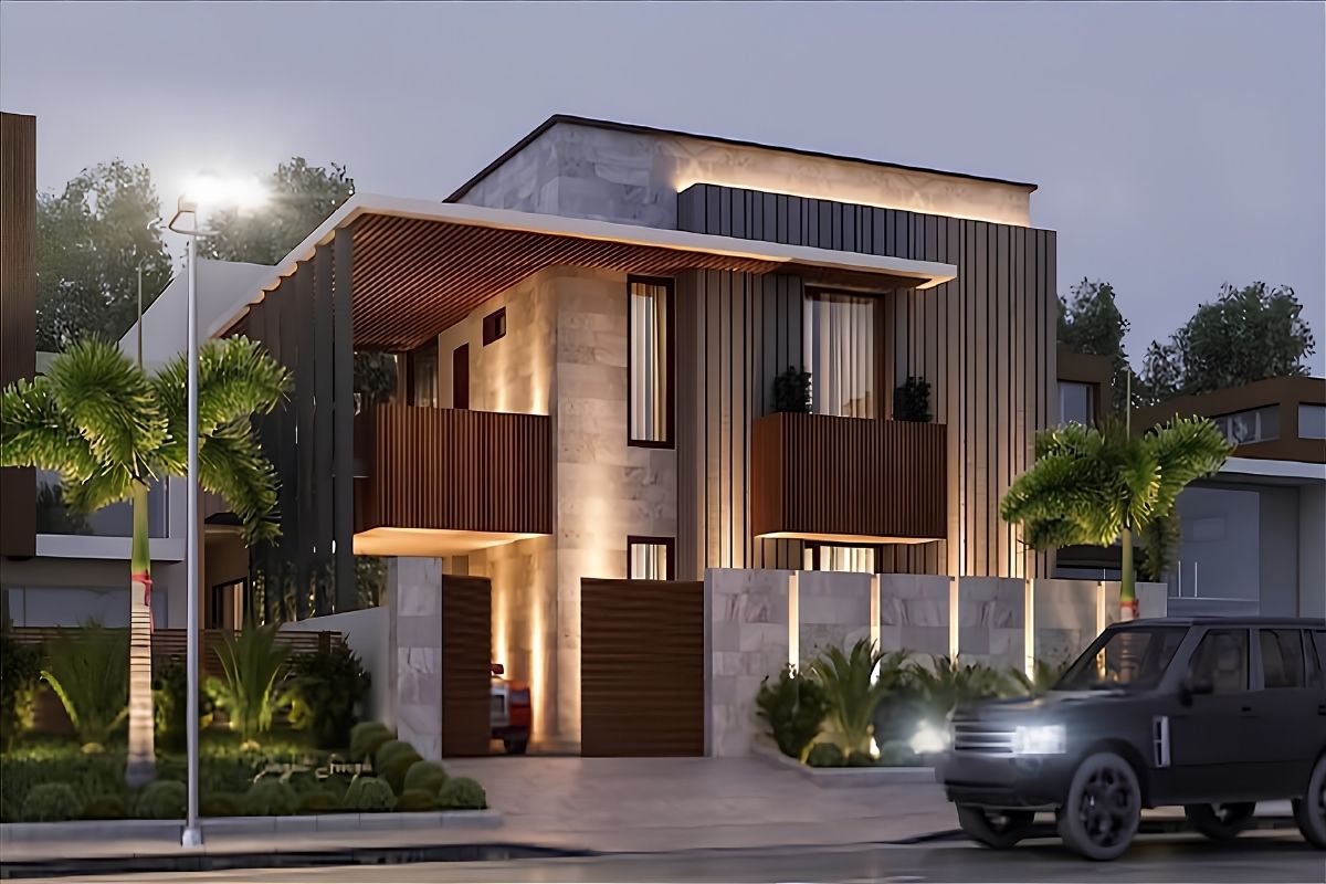 Mẫu biệt thự 2 tầng 5 phòng ngủ hiện đại mái bằng phù hợp các khu đô thị mới (Ảnh: Sưu tầm)