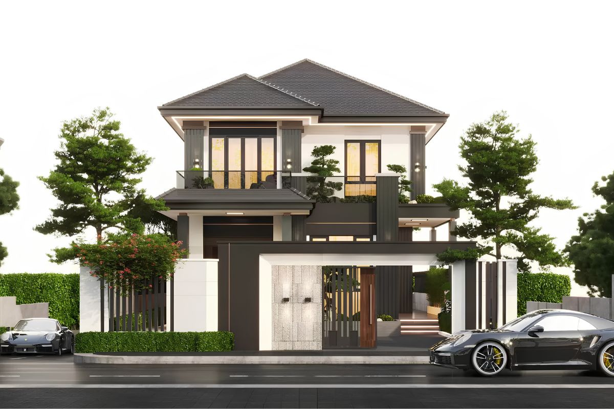Mẫu biệt thự 2 tầng 5 phòng ngủ 120m2 tối ưu công năng trên diện tích vừa phải (Ảnh: Sưu tầm)