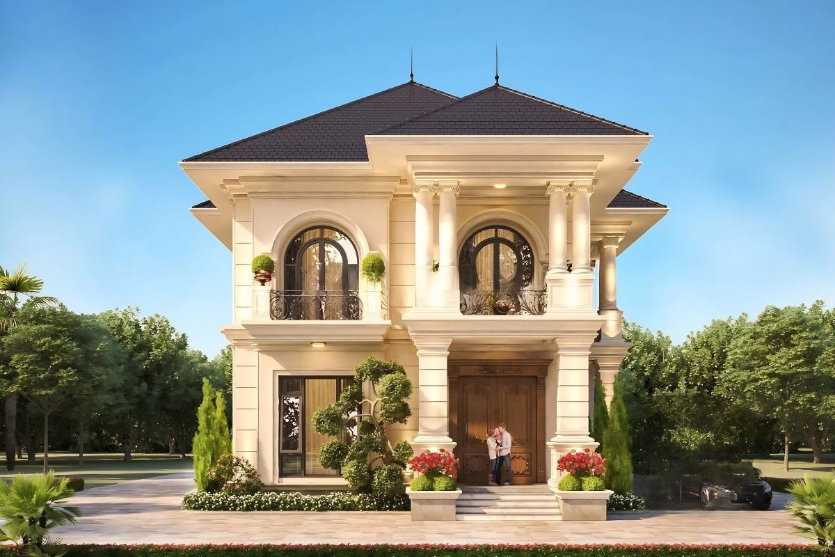 Thiết kế biệt thự 2 tầng 5 phòng ngủ 120m2 đáp ứng nhu cầu của gia đình nhiều thế hệ (Ảnh: Sưu tầm)