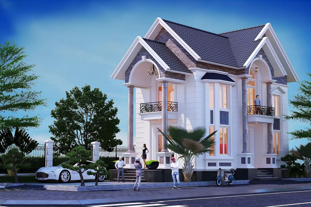 Mẫu biệt thự 2 tầng 5 phòng ngủ 150m2 phù hợp gia đình từ 5 đến 8 thành viên (Ảnh: Sưu tầm)