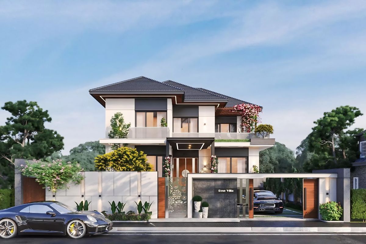 Biệt thự 2 tầng 5 phòng ngủ 200m2 mang đến không gian sống đẳng cấp và tiện nghi (Ảnh: Sưu tầm)