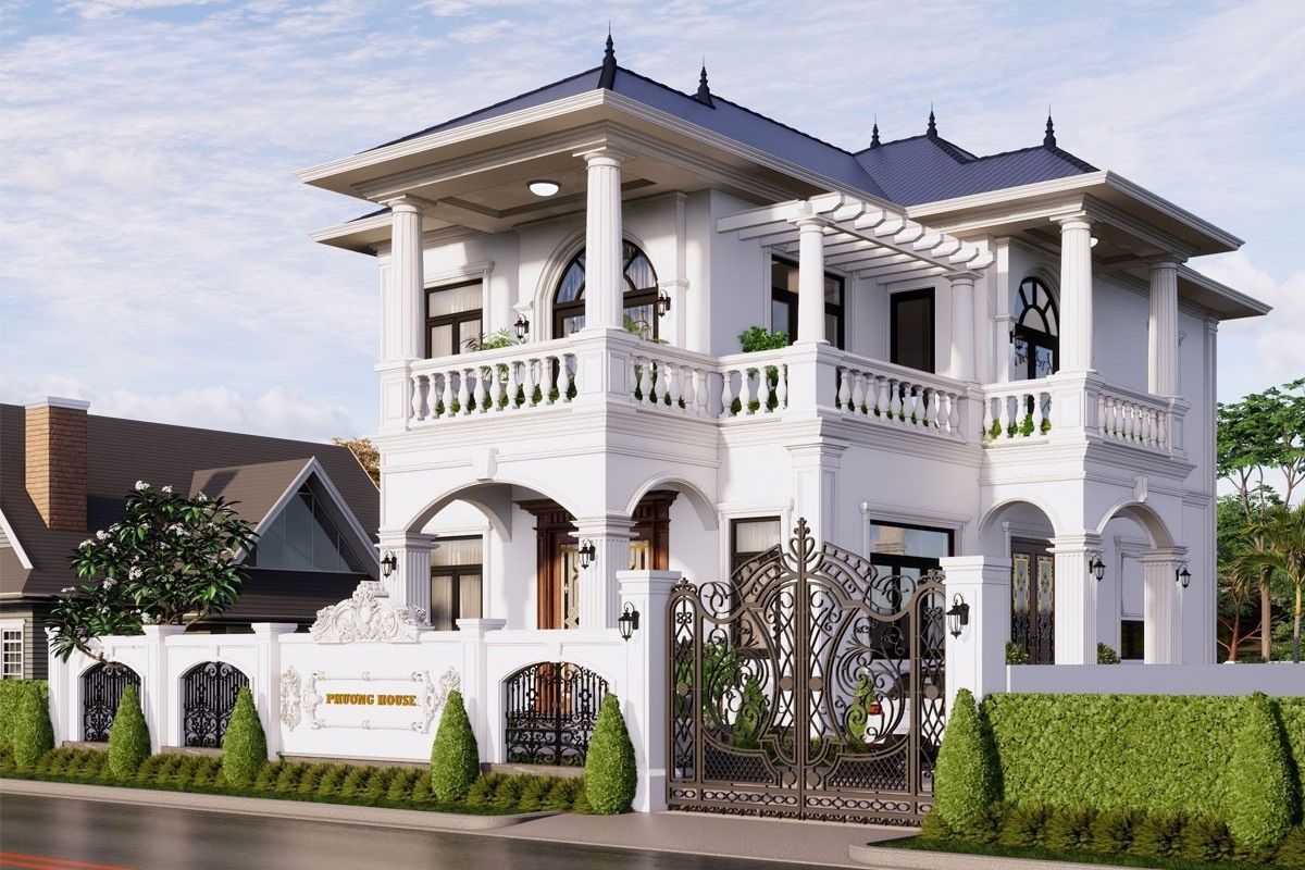 Mẫu biệt thự 2 tầng 5 phòng ngủ có gara và sân vườn rộng trên diện tích 200m2 (Ảnh: Sưu tầm)