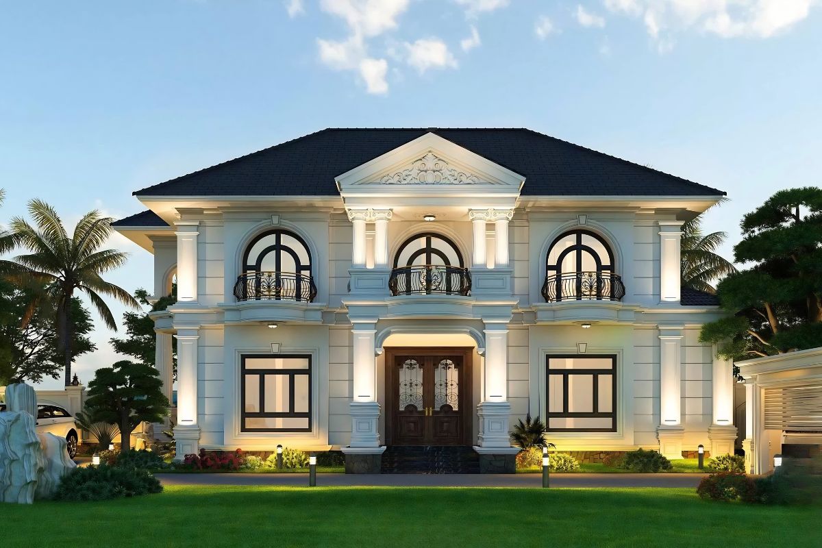 Thiết kế biệt thự 2 tầng 6 phòng ngủ mái Nhật mang đậm dấu ấn Á Đông hiện đại (Ảnh: Sưu tầm)