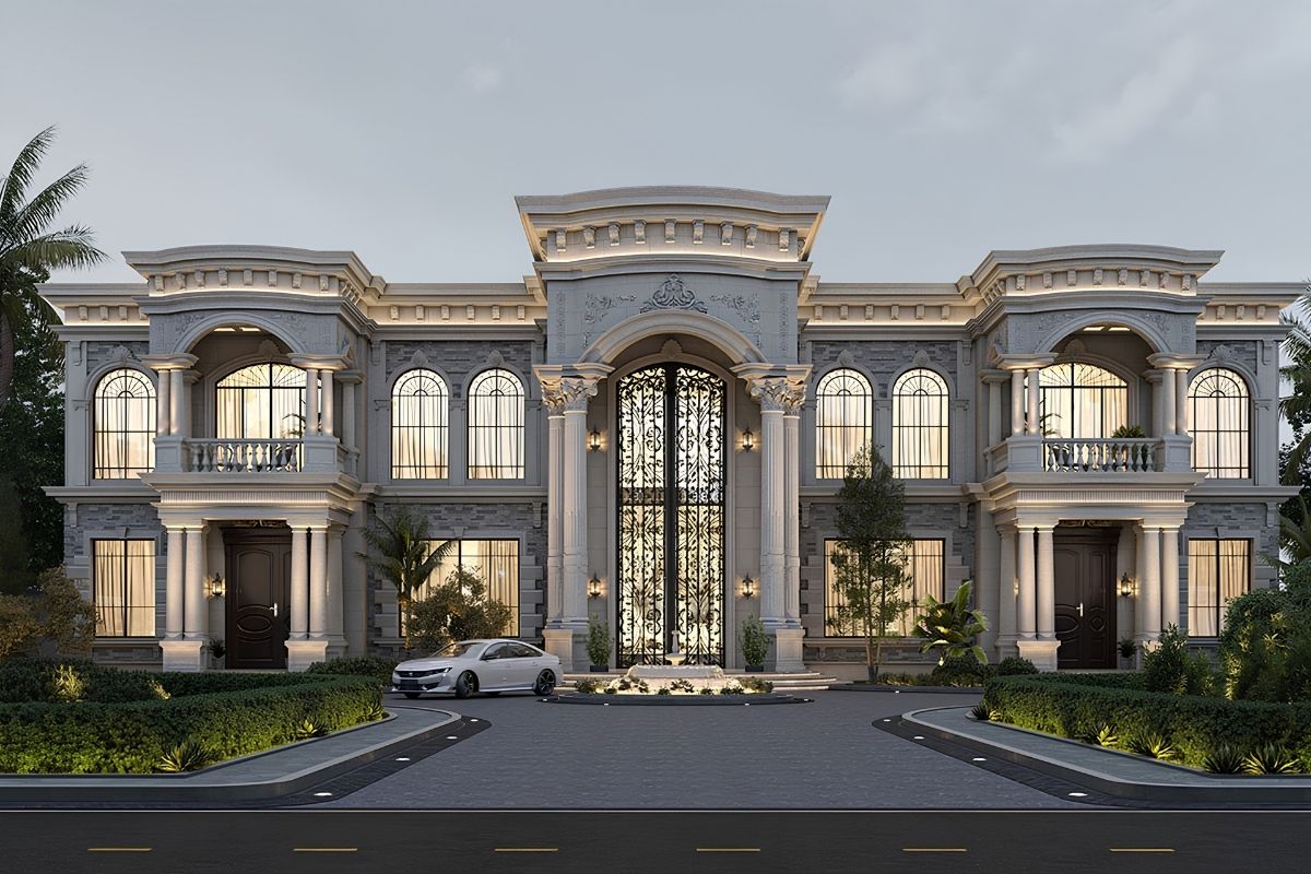 Nhà biệt thự 2 tầng 6 phòng ngủ đẹp theo phong cách tân cổ điển luôn giữ giá trị thẩm mỹ cao (Ảnh: Sưu tầm)