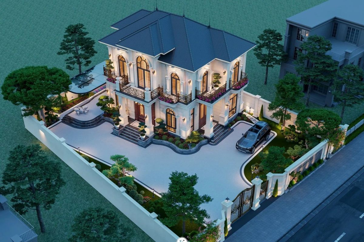 Biệt thự 2 tầng 6 phòng ngủ sân vườn mang đến môi trường sống xanh và thư thái (Ảnh: Sưu tầm)