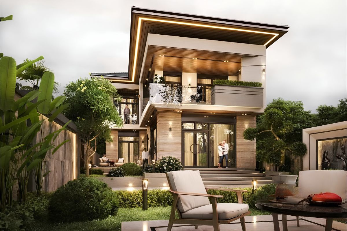Nhà biệt thự 2 tầng 6 phòng ngủ đẹp với hệ cảnh quan được quy hoạch đồng bộ (Ảnh: Sưu tầm)