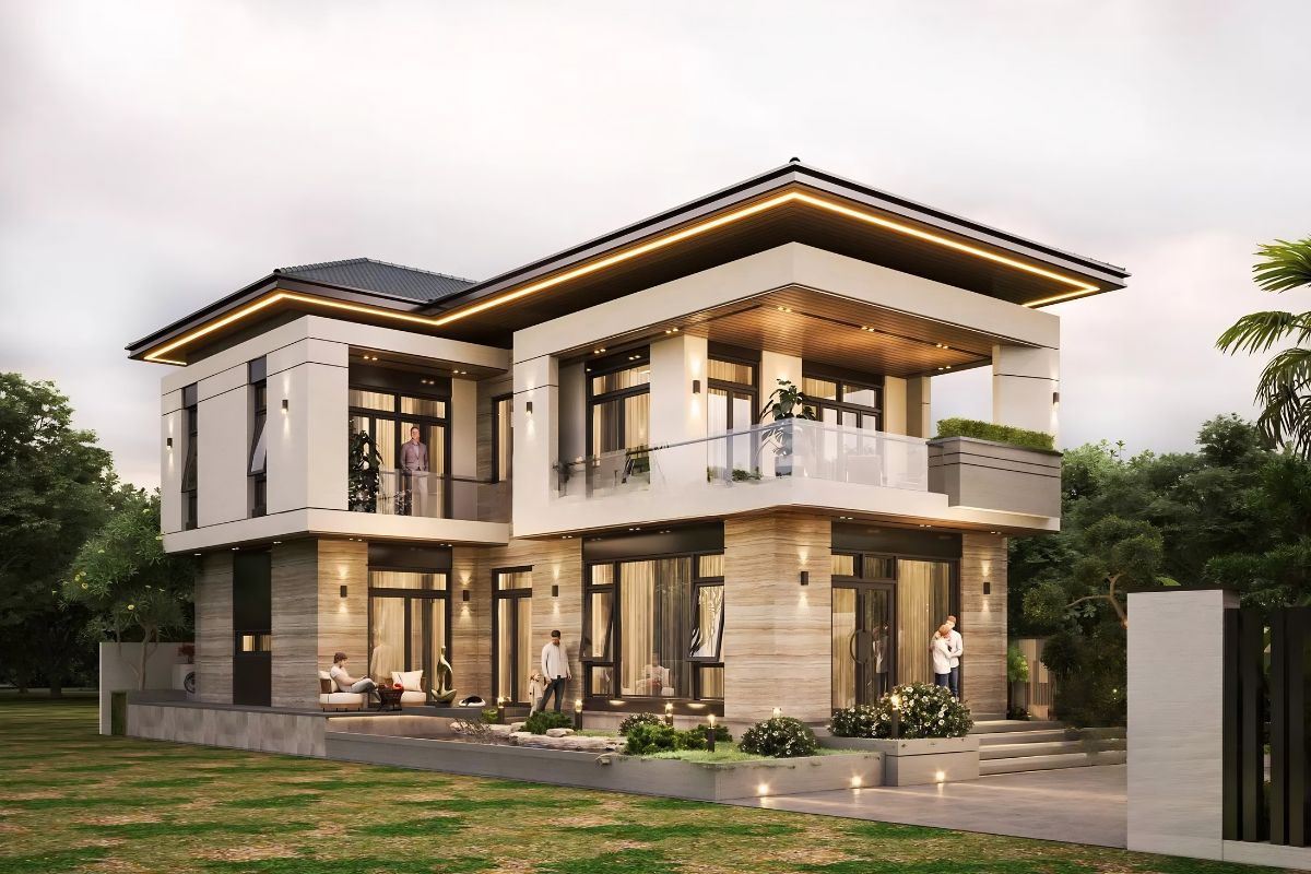 Nhà biệt thự 2 tầng 6 phòng ngủ đẹp 300m2 sở hữu mặt tiền bề thế và ấn tượng (Ảnh: Sưu tầm)