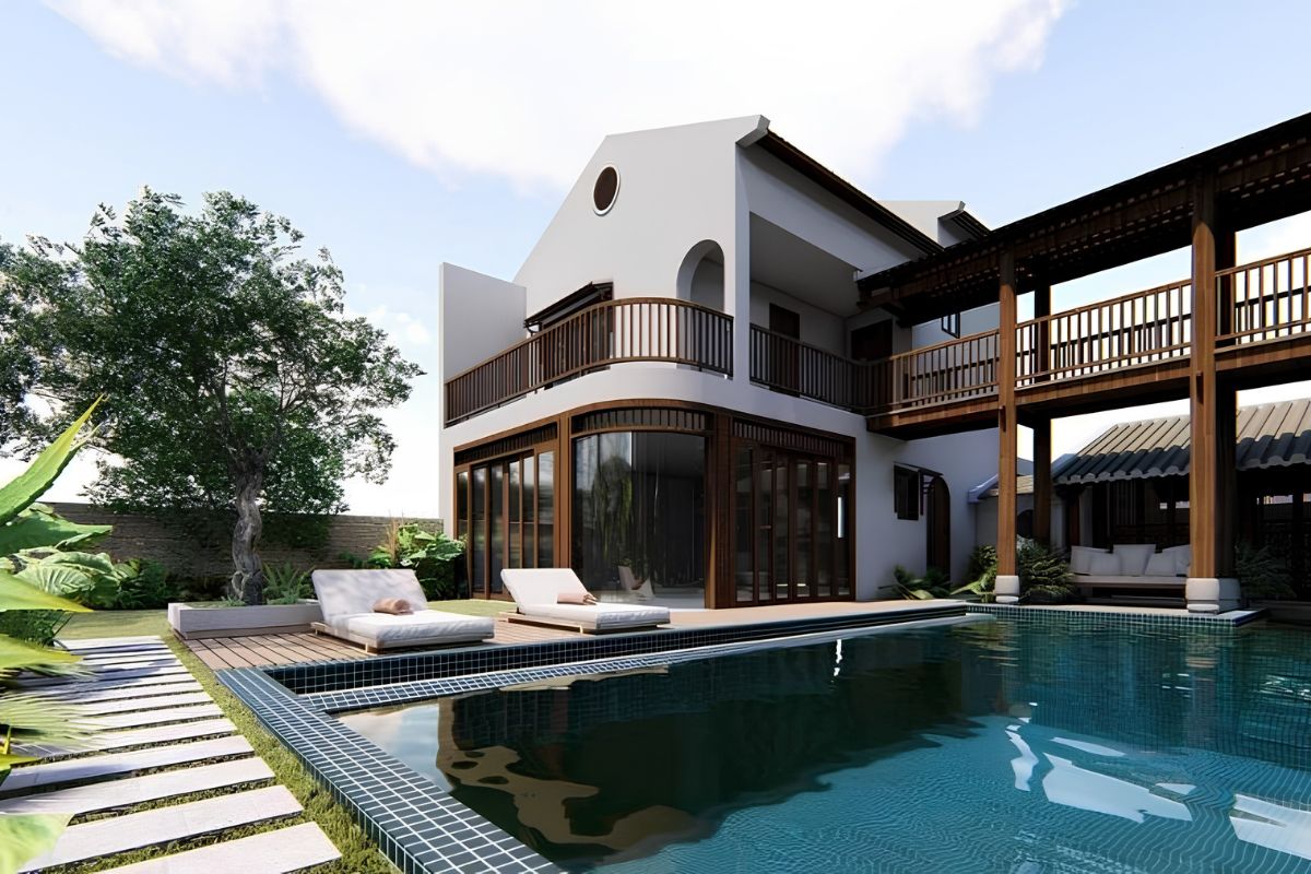 Sự kết hợp giữa mặt nước và cây xanh tạo nên không gian sống đậm chất resort  (Ảnh: Sưu tầm)