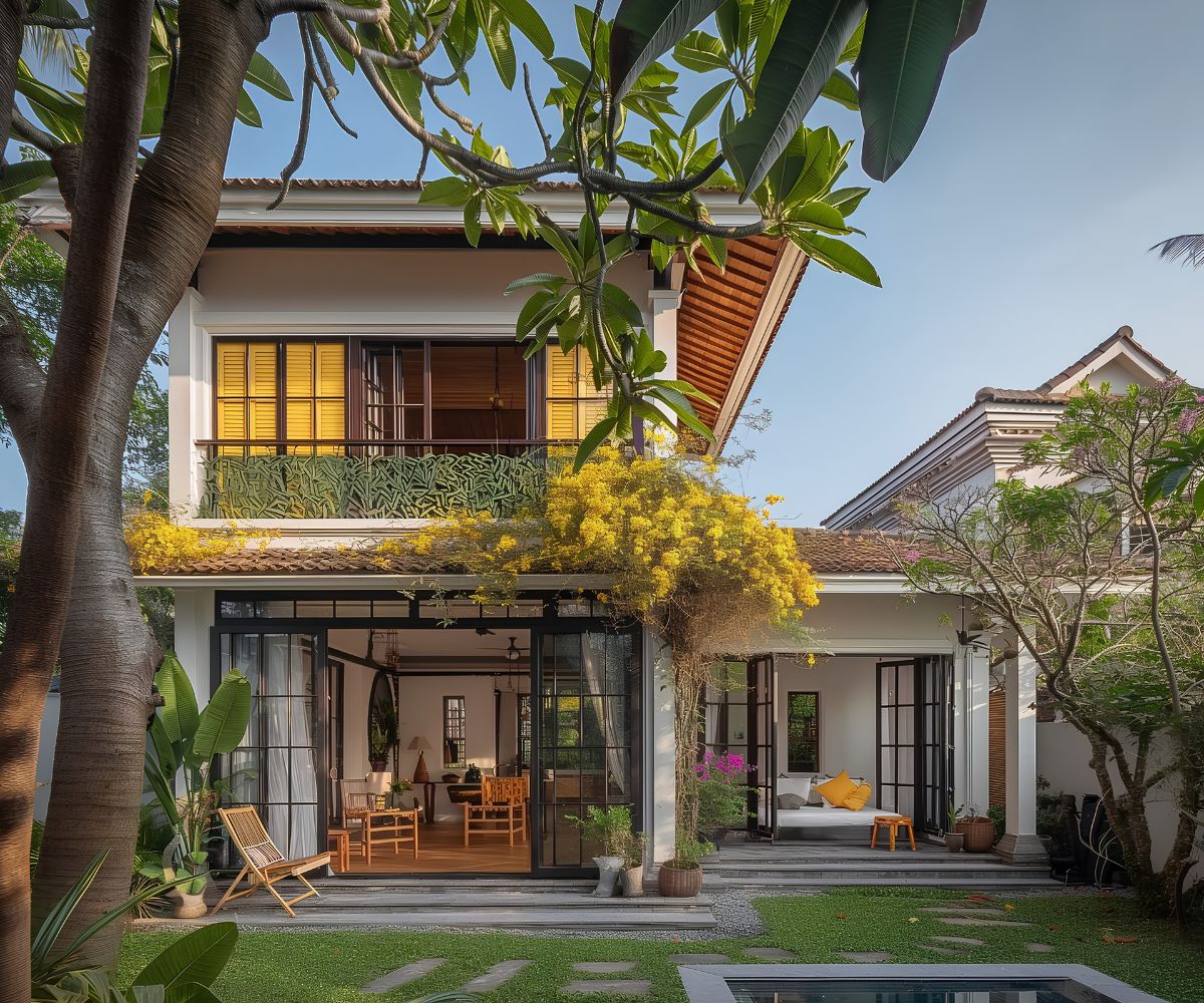 Thiết kế chữ L tăng khả năng đón sáng và thông gió tự nhiên cho công trình (Ảnh: Sưu tầm)
