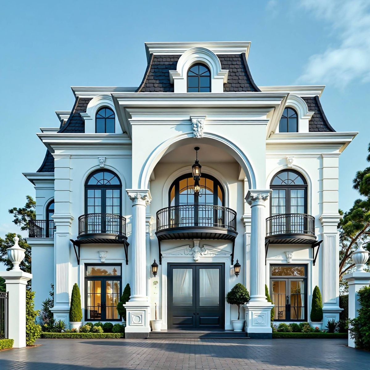 Mặt tiền rộng giúp các chi tiết kiến trúc được phô diễn cân đối, tạo nên diện mạo bề thế cho công trình (Ảnh: Sưu tầm)