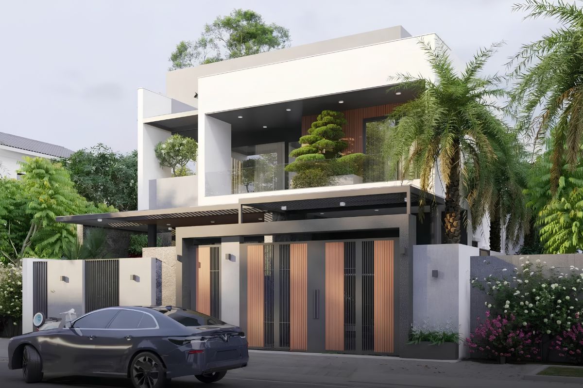 Một mẫu biệt thự 2 tầng mặt tiền 10m được thiết kế bài bản sẽ mang lại giá trị sử dụng và thẩm mỹ bền vững theo thời gian (Ảnh: Sưu tầm)