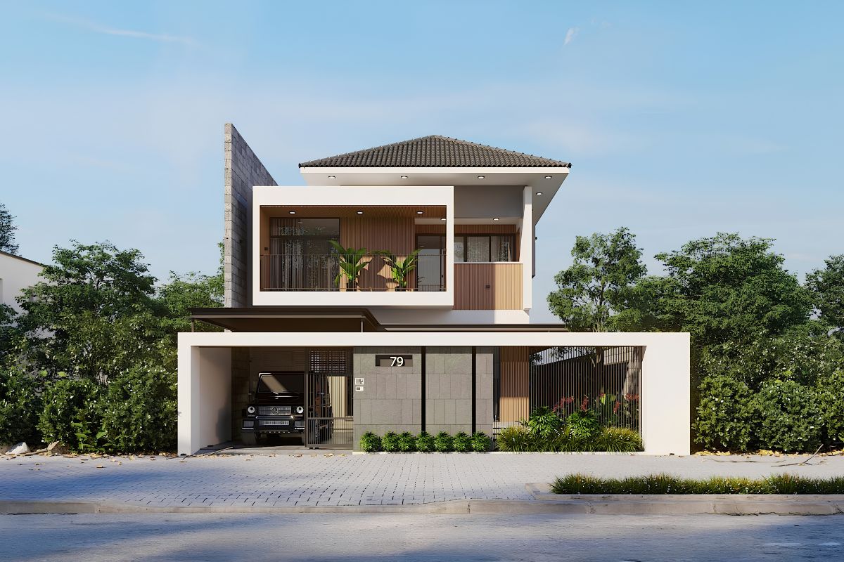 Biệt thự mái Nhật mặt tiền 12m ghi điểm nhờ vẻ đẹp thanh lịch và phù hợp với nhiều khu đất khác nhau (Ảnh: Sưu tầm)