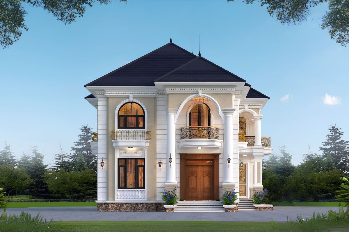 Hệ mái dốc nhẹ giúp công trình cân bằng giữa yếu tố thẩm mỹ và công năng sử dụng (Ảnh: Sưu tầm)