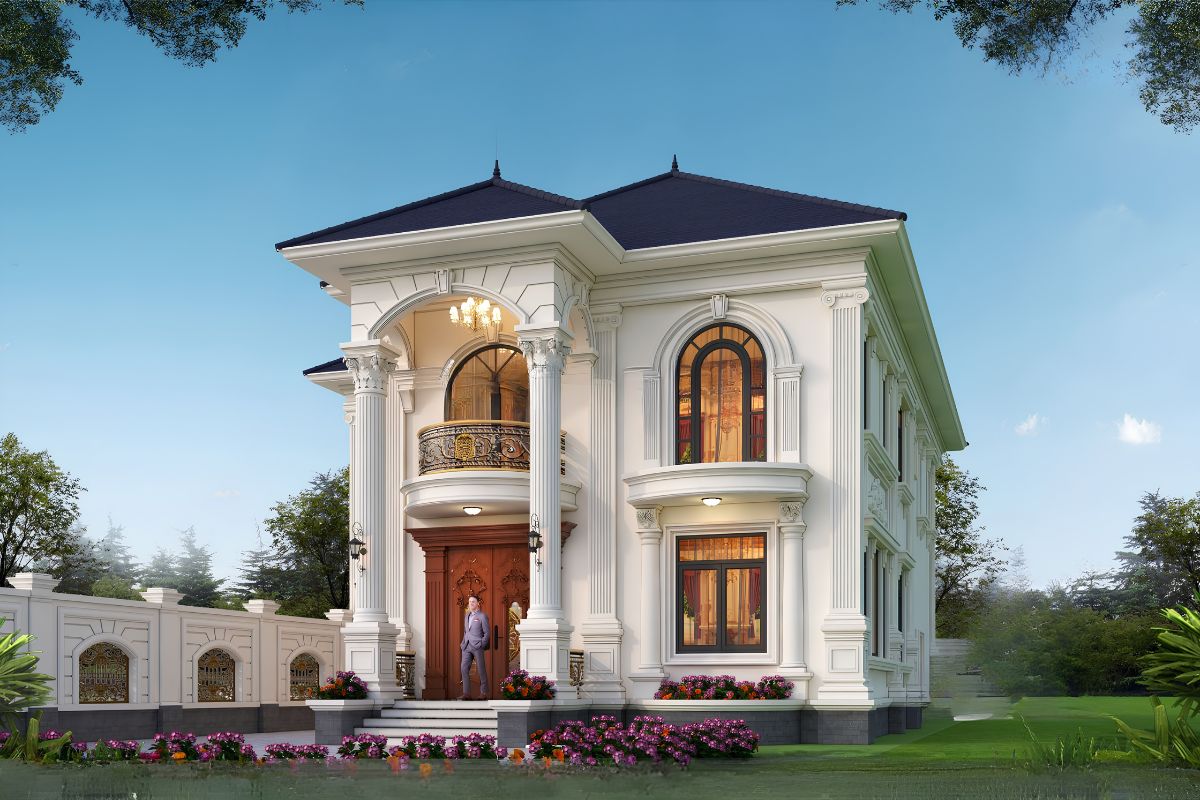 Mặt tiền rộng tạo điều kiện triển khai các lớp mái hài hòa, tăng chiều sâu cho kiến trúc (Ảnh: Sưu tầm)