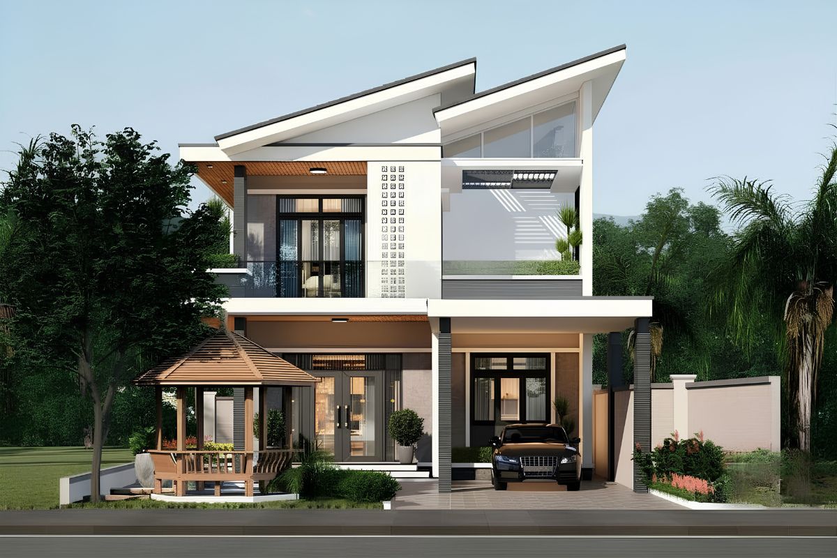 Mái lệch là lựa chọn dành cho những gia chủ muốn tạo dấu ấn khác biệt cho công trình(Ảnh: Sưu tầm)
