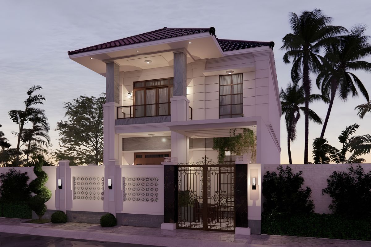 Biệt thự 2 tầng mặt tiền 8m 3 phòng ngủ phù hợp với gia đình từ 3–5 thành viên (Ảnh: Sưu tầm)