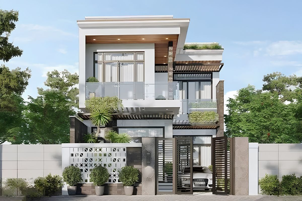 Tùy đặc điểm khu đất, gara có thể được bố trí phía trước hoặc bên hông công trình (Ảnh: Sưu tầm)