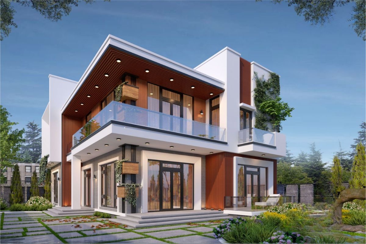 Thiết kế biệt thự 2 tầng mái bằng tối giản là lựa chọn phù hợp cho tổ ấm trẻ trung, tiện dụng  (Ảnh: Sưu tầm)