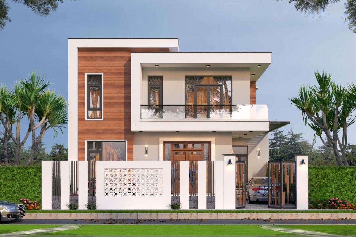 Biệt thự 2 tầng mái bằng mini phù hợp với khu đất nhỏ nhưng vẫn đảm bảo vẻ riêng tư và chỉn chu  (Ảnh: Sưu tầm)