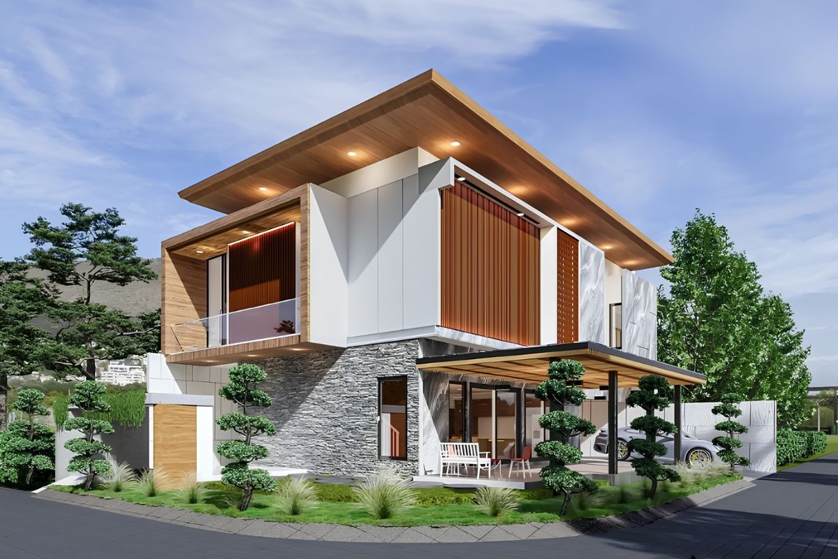 Biệt thự mini 2 tầng mái bằng 2 mặt tiền có lợi thế lớn về ánh sáng, thông gió và khả năng nhận diện  (Ảnh: Sưu tầm)