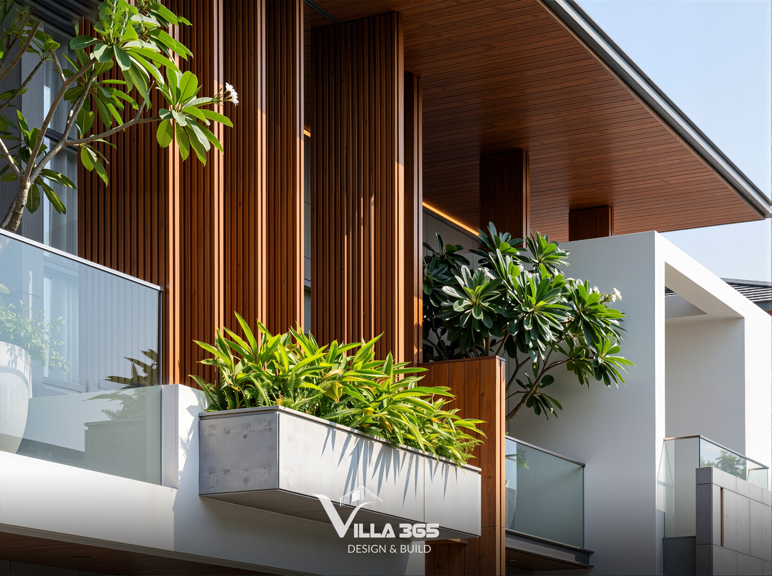 Vật liệu gỗ, đá tự nhiên hiện diện trong công trình