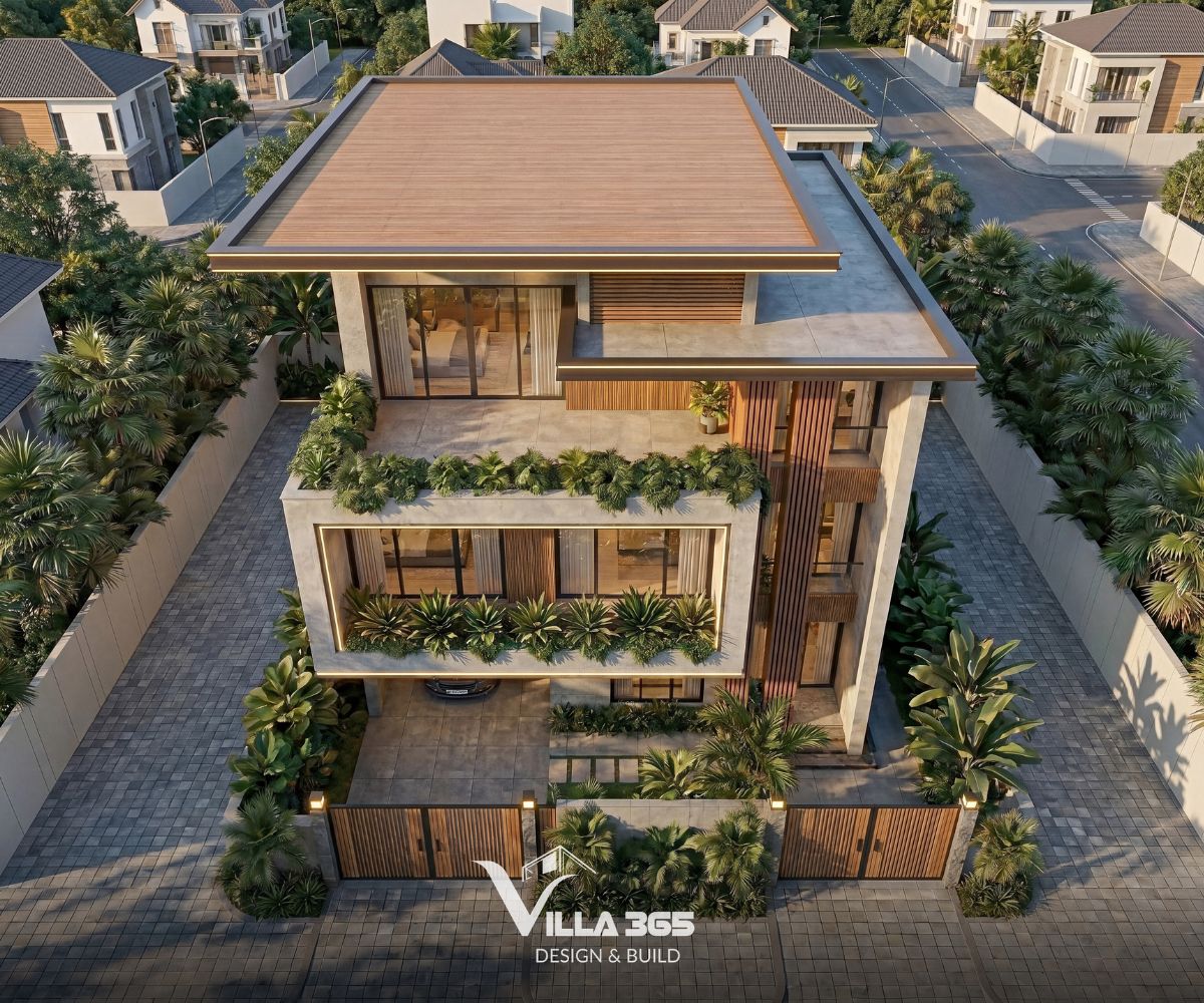“Hàng lan can xanh” nơi ban công của Hoài Villa
