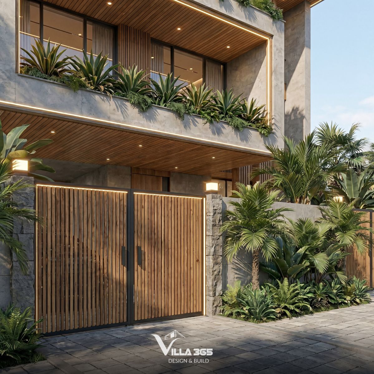 Mảng xanh là một phần trong ngôn ngữ thiết kế của Hoài Villa