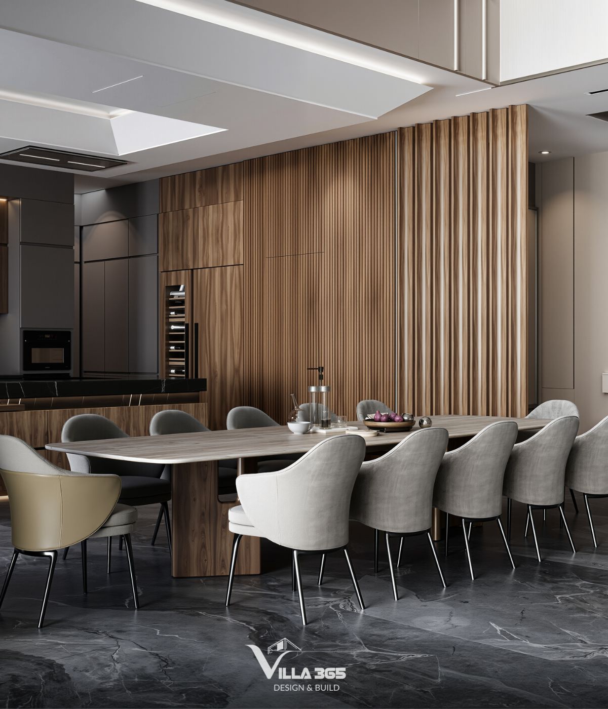 Thiết kế nội thất Plateau Villa – Biệt thự nghỉ dưỡng “đa năng”, thoáng sáng cho gia đình ba thế hệ 5 Thiết kế bếp – ăn liền mạch tạo nên một không gian sinh hoạt rộng mở, đáp ứng nhu cầu sử dụng hàng ngày của cả gia đình