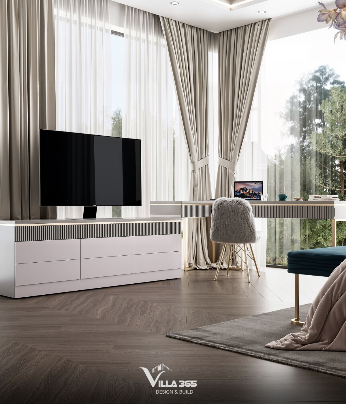 Thiết kế nội thất Plateau Villa – Biệt thự nghỉ dưỡng “đa năng”, thoáng sáng cho gia đình ba thế hệ 9 Các phòng ngủ được tổ chức theo mô hình mở, liên thông với khu thay đồ và phòng tắm để gia tăng trải nghiệm nghỉ dưỡng
