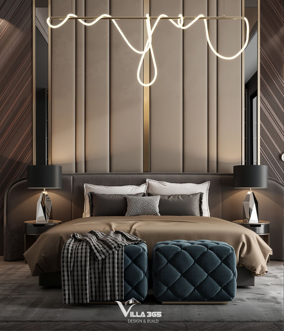 Thiết kế nội thất Plateau Villa – Biệt thự nghỉ dưỡng “đa năng”, thoáng sáng cho gia đình ba thế hệ 13 Phòng ngủ cho khách cũng được bài trí tinh tế với các gam màu đồng nhất: nâu, be và xanh lục bảo