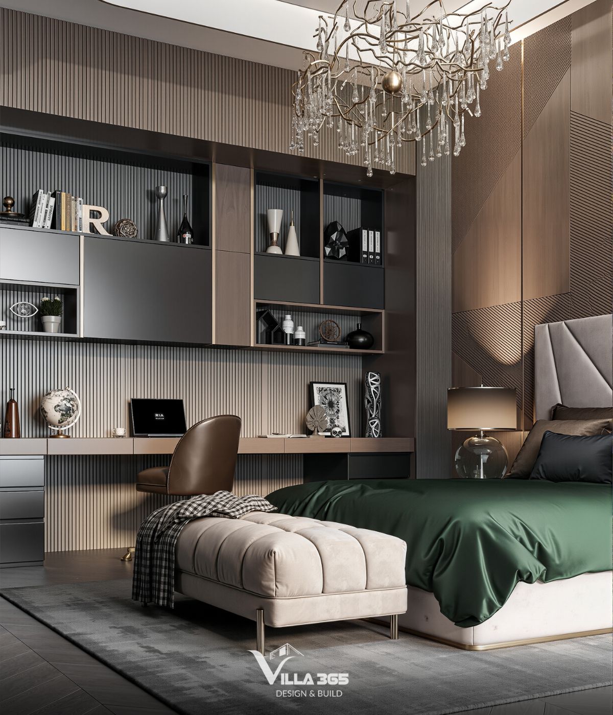 Một góc nhỏ trong phòng ngủ được tận dụng làm nơi làm việc tại nhà của gia chủ
