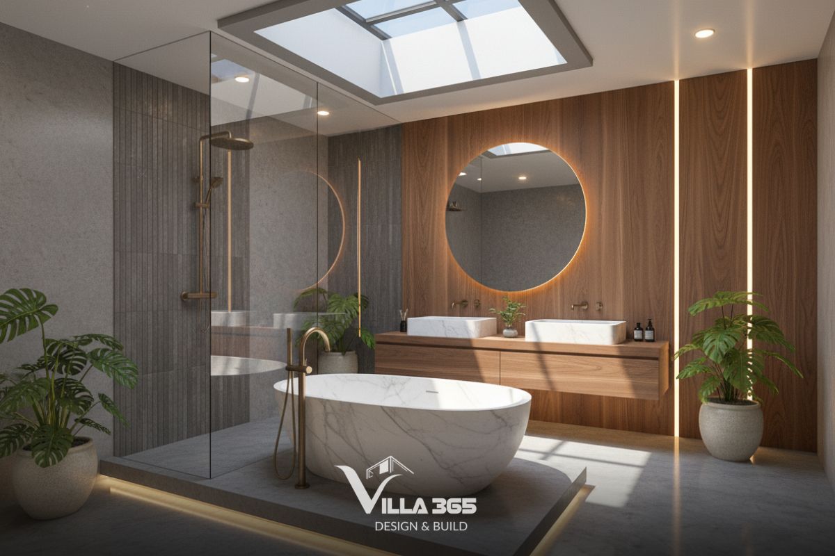 Thiết kế nội thất The Still Villa – Những khoảng trống đáng giá 14 Giếng trời giúp phòng tắm luôn tràn ngập ánh sáng tự nhiên vào ban ngày và có thể ngắm trời sao vào ban đêm