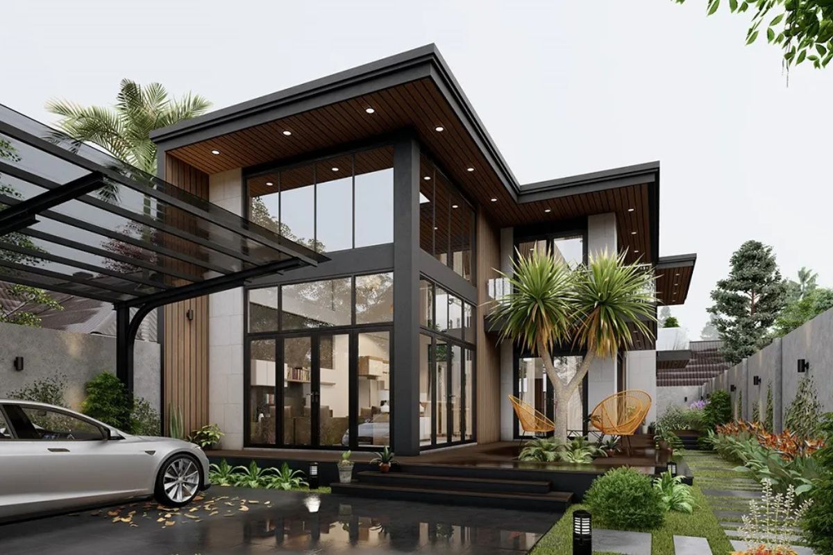 Khoảng xanh được bố trí hợp lý giúp biệt thự luôn mát mẻ và thư giãn  (Ảnh: Sưu tầm)