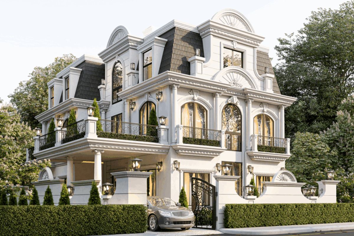 Thiết kế biệt thự cao cấp Gò Vấp với mái mansard giúp gia tăng vẻ bề thế cho công trình  (Ảnh: Sưu tầm)