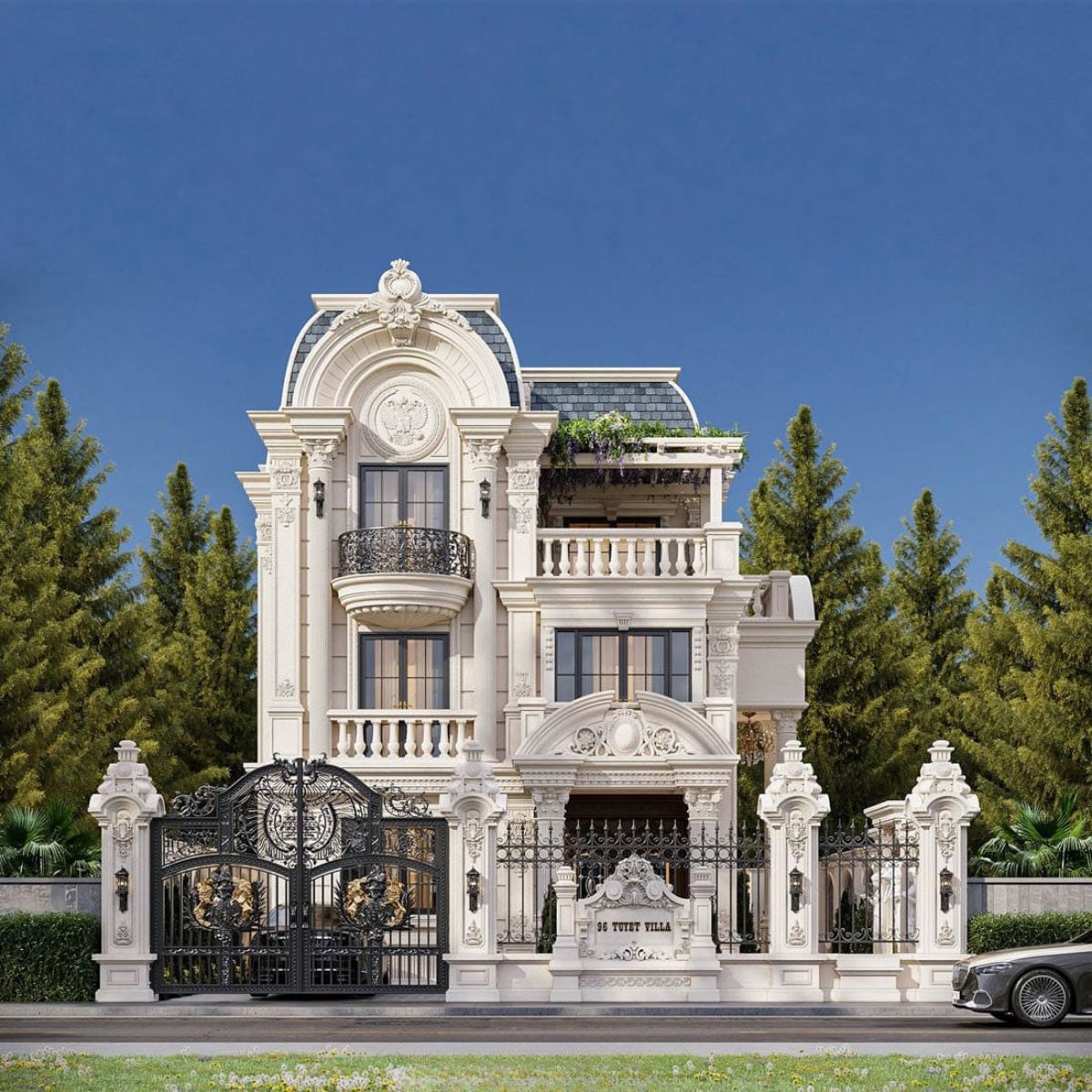 Top mẫu thiết kế biệt thự Nhà Bè sang trọng & báo giá mới nhất 2026 9 Thiết kế biệt thự đẹp Nhà Bè theo phong cách luxury là lựa chọn của những gia chủ yêu thích sự sang trọng (Ảnh: Sưu tầm)
