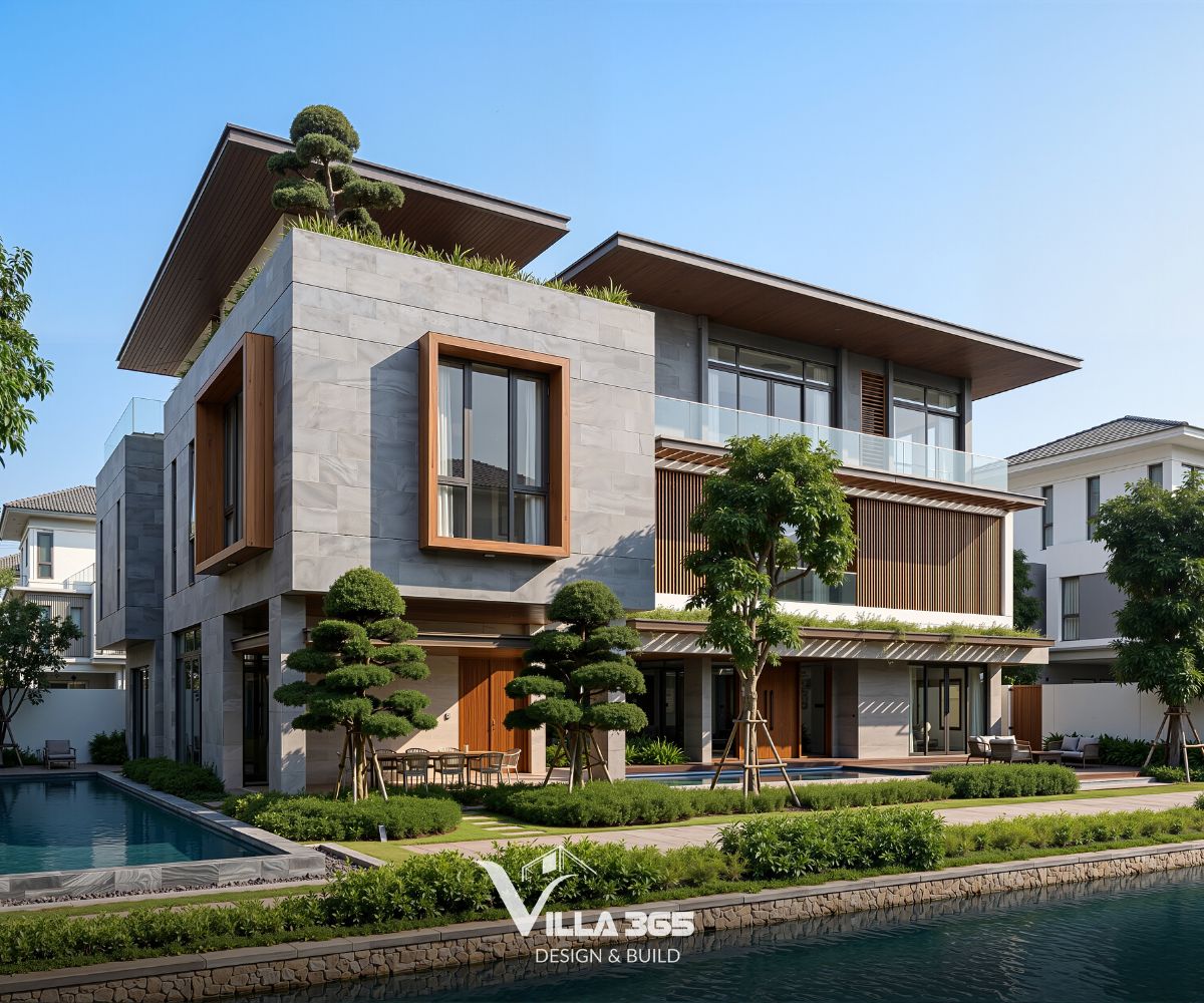 Top mẫu thiết kế biệt thự Nhà Bè sang trọng & báo giá mới nhất 2026 16 Thiết kế biệt thự sân vườn Nhà Bè có hồ bơi mang đến trải nghiệm sống đẳng cấp