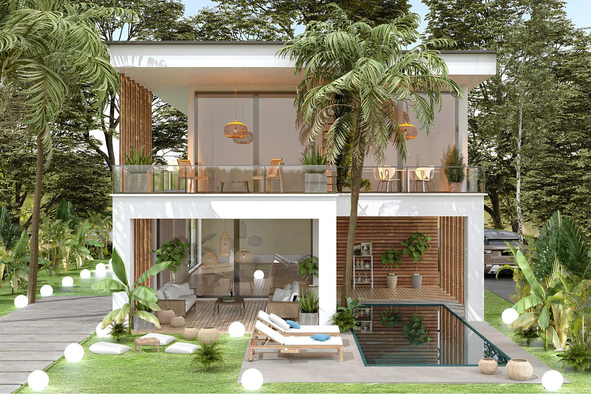 Top mẫu thiết kế biệt thự Nhà Bè sang trọng & báo giá mới nhất 2026 18 Hồ bơi trở thành điểm nhấn nổi bật trong những mẫu biệt thự đẹp tại Nhà Bè (Ảnh: Sưu tầm)
