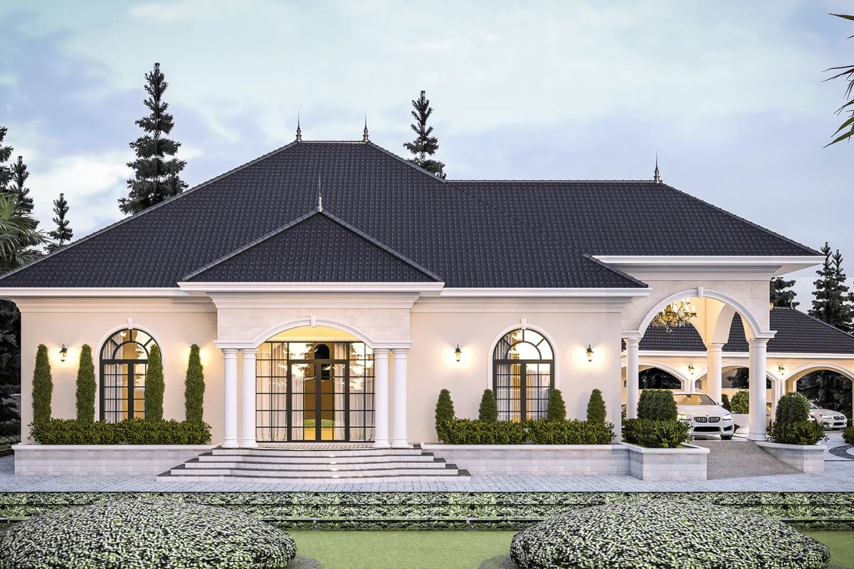 Top mẫu thiết kế biệt thự Nhà Bè sang trọng & báo giá mới nhất 2026 20 Thiết kế biệt thự đẹp Nhà Bè mái Nhật phù hợp với nhiều diện tích và phong cách sống (Ảnh: Sưu tầm)