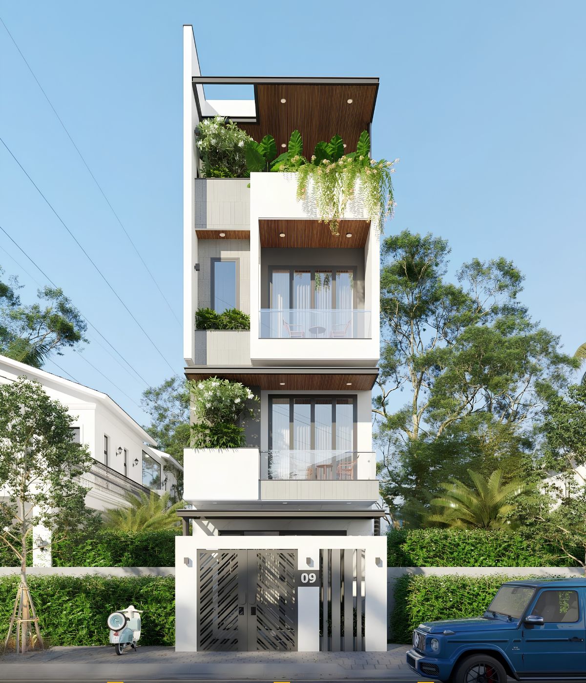Báo giá thiết kế biệt thự quận 10 cập nhật mới nhất 2026 18 Đây là một trong những dạng thiết kế biệt thự Quận 10 phổ biến tại khu vực nội đô (Ảnh: Sưu tầm)