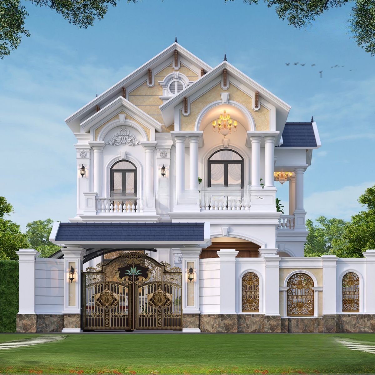 Hệ mái cao giúp công trình chống nóng và thoát nước hiệu quả  (Ảnh: Sưu tầm)