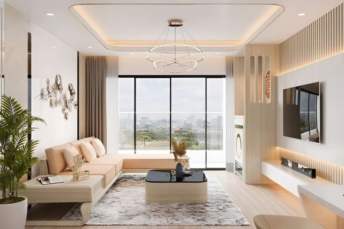 Phòng khách mệnh Kim bừng sáng và thanh lịch với tông màu trắng - xám chủ đạo. ( Ảnh: Sưu tầm )