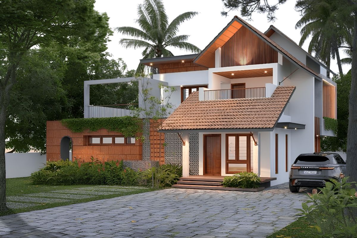 Độ dốc lớn giúp biệt thự 2 tầng mái Thái thoát nước nhanh, chống nóng và thích nghi tốt với khí hậu nhiệt đới (Ảnh: Sưu tầm)