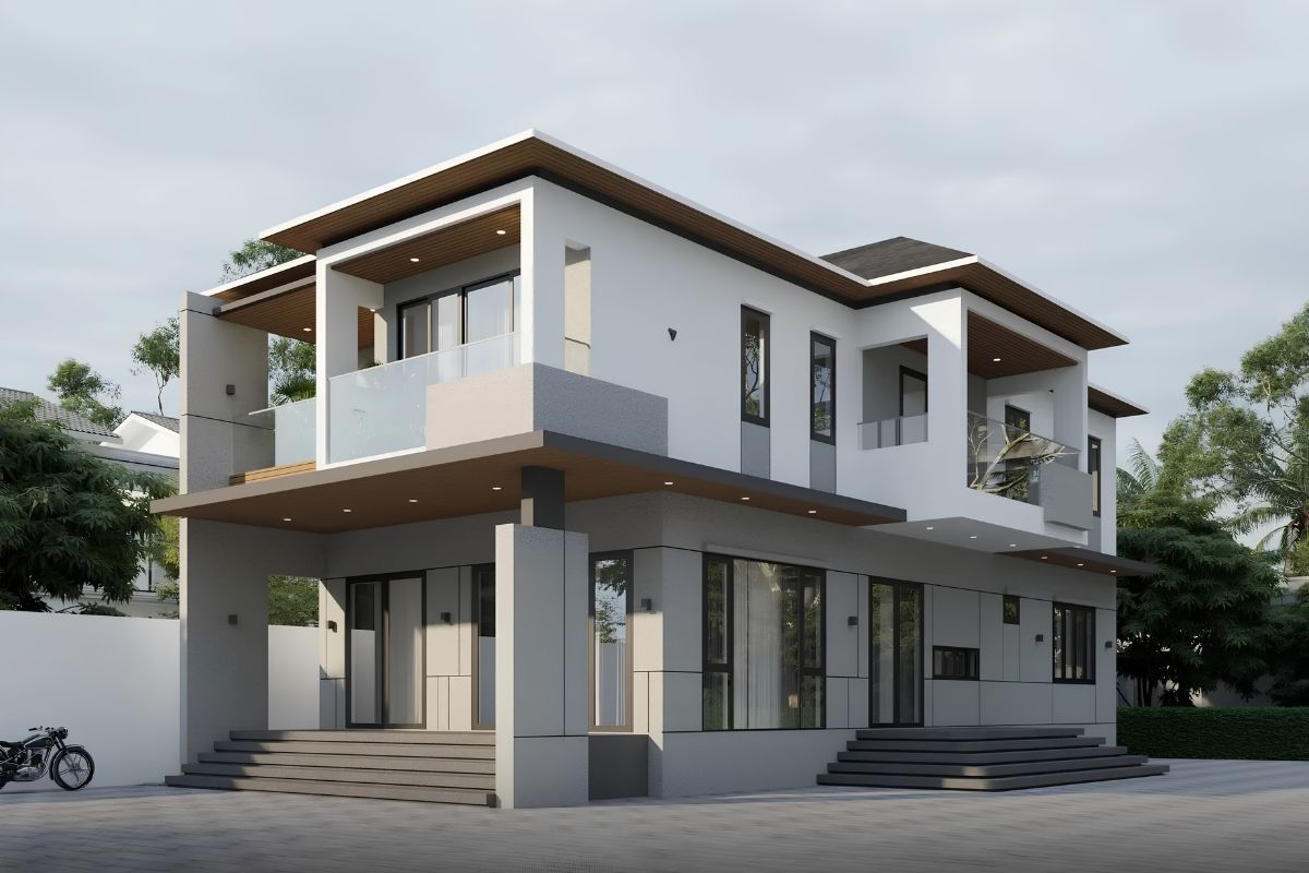 Biệt thự 2 tầng 100m2 hình ống khai thác hiệu quả khu đất hẹp ngang thông qua cách bố trí mặt bằng theo chiều sâu  (Ảnh: Sưu tầm)