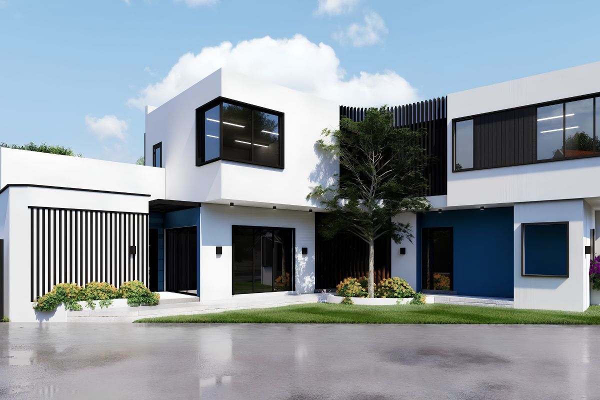 Biệt thự 2 tầng 100m2 cần cân đối hai cánh nhà để giao thông liền mạch và công năng thuận tiện  (Ảnh: Sưu tầm)