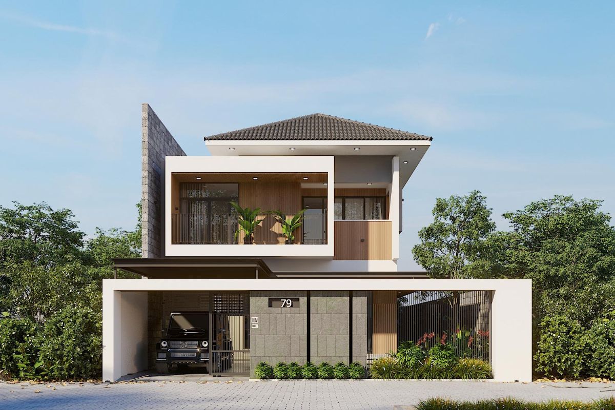 Biệt thự 2 tầng 100m2 cần áp dụng giải pháp thông gió, thoát nước và ngăn cách gara với không gian ở  (Ảnh: Sưu tầm)