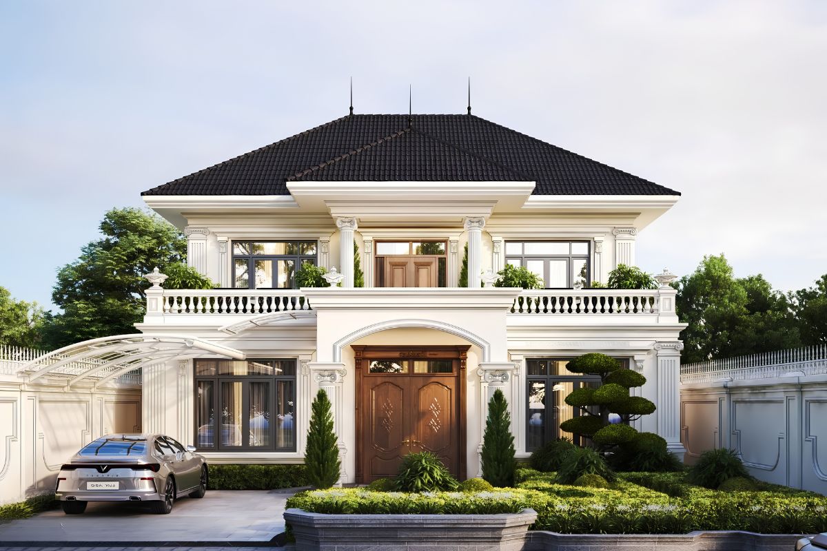 Mẫu biệt thự 2 tầng châu Âu đẹp không chỉ nổi bật ở mặt tiền mà còn tối ưu công năng cho gia đình nhiều thế hệ cùng sinh sống  (Ảnh: Sưu tầm)