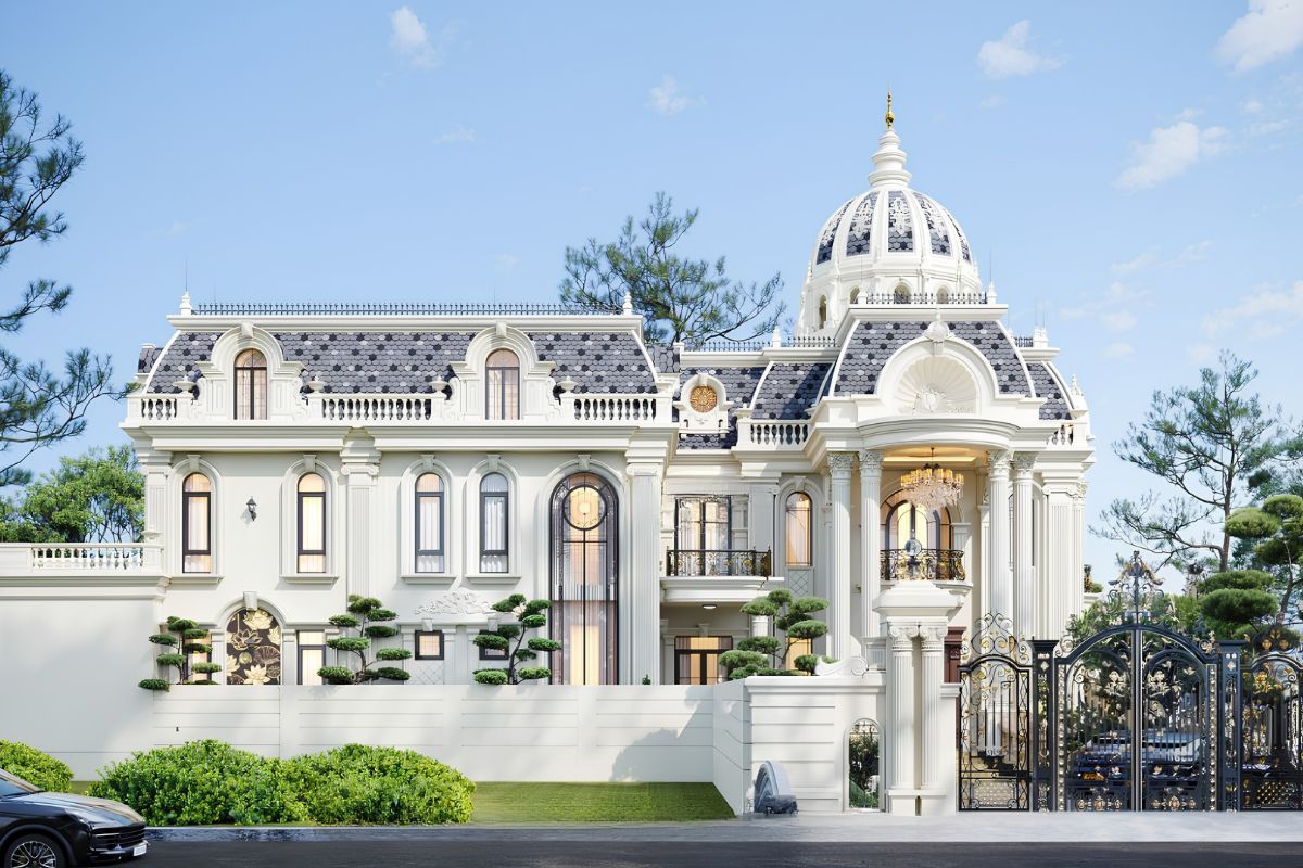 Biệt thự 2 tầng châu Âu mái Mansard mang đậm tinh thần kiến trúc Pháp với vẻ đẹp sang trọng, bề thế và quý phái  (Ảnh: Sưu tầm)