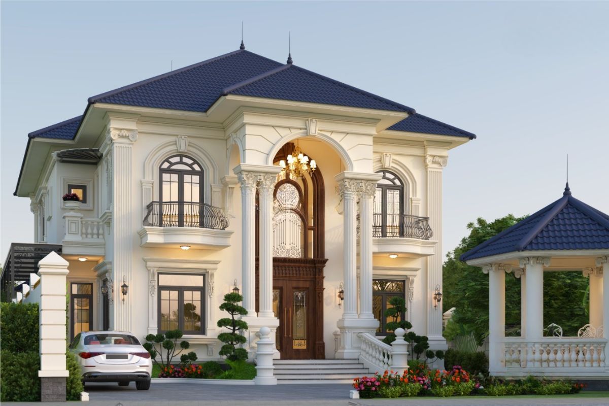 Biệt thự 2 tầng 4 phòng ngủ phong cách châu Âu đáp ứng tốt nhu cầu sinh hoạt của gia đình 2 thế hệ  (Ảnh: Sưu tầm)