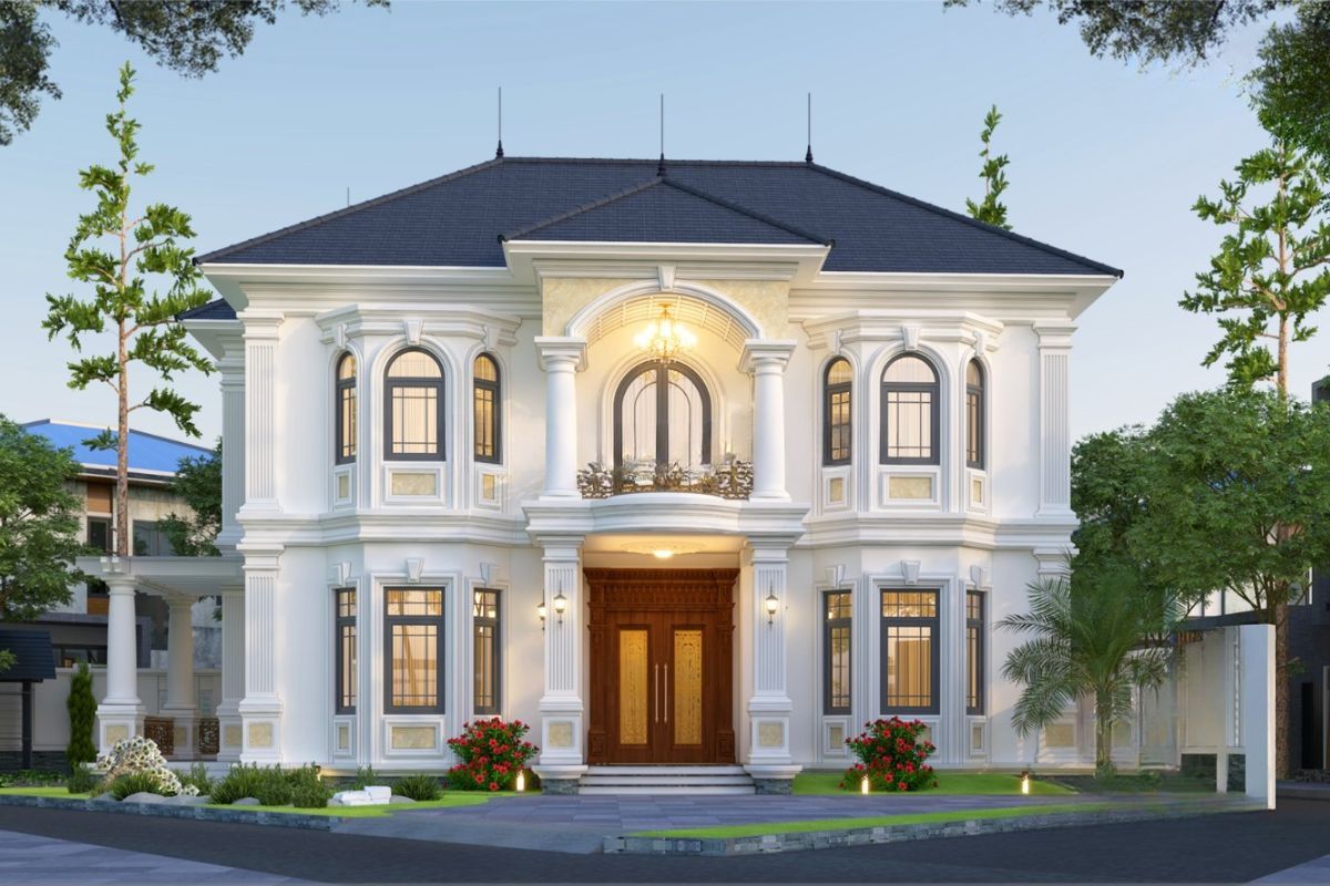 Mẫu nhà biệt thự 2 tầng kiểu châu Âu 4 phòng ngủ cân bằng giữa không gian chung, không gian riêng và tiện ích sử dụng hằng ngày  (Ảnh: Sưu tầm)